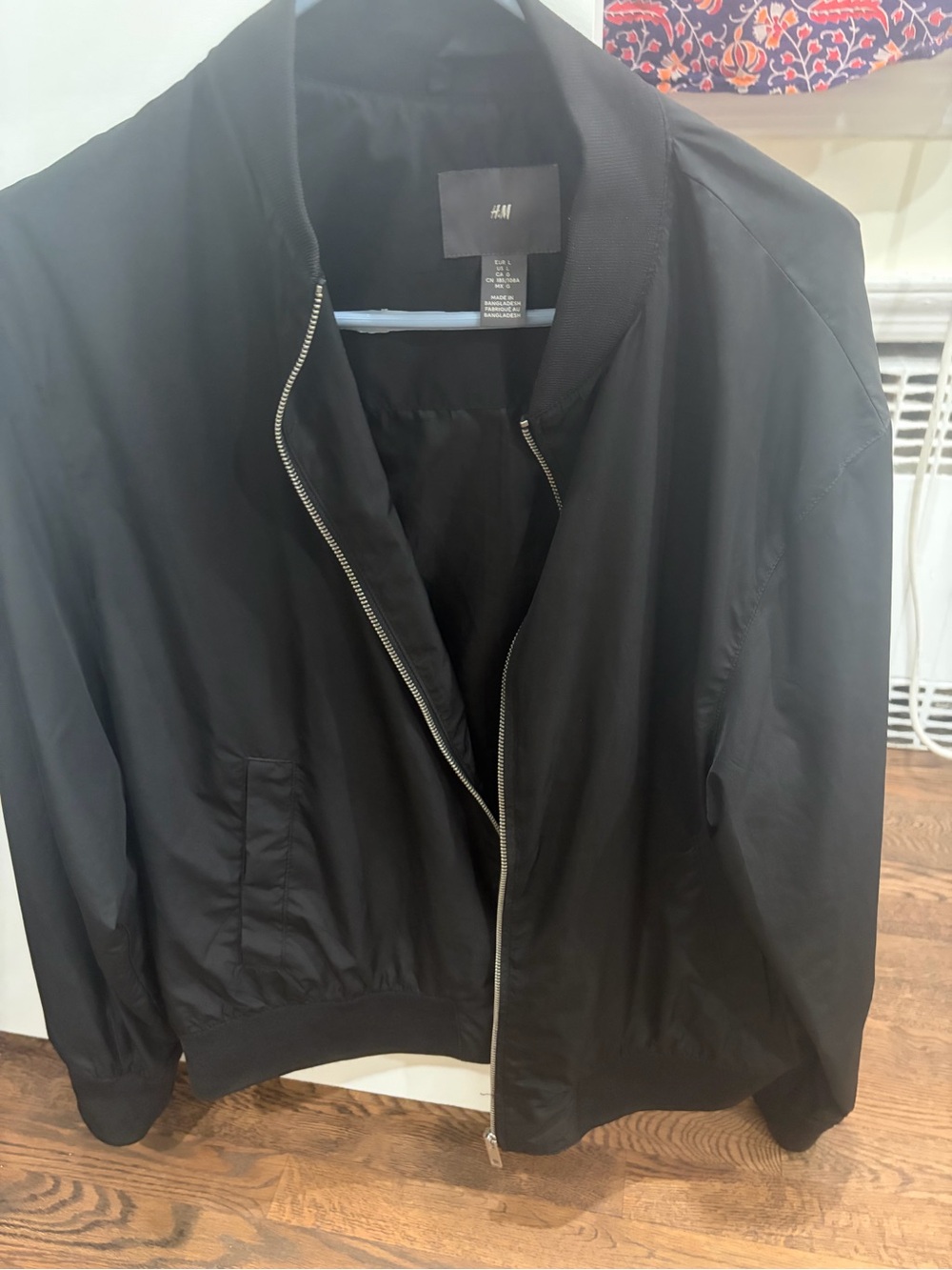 H&M Black Bomber Jacket with Zip Front